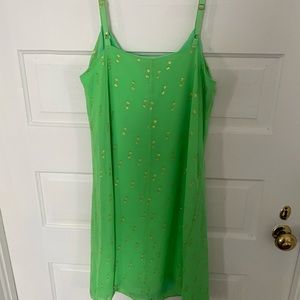 Lilly Pulitzer green and gold summer slip dress